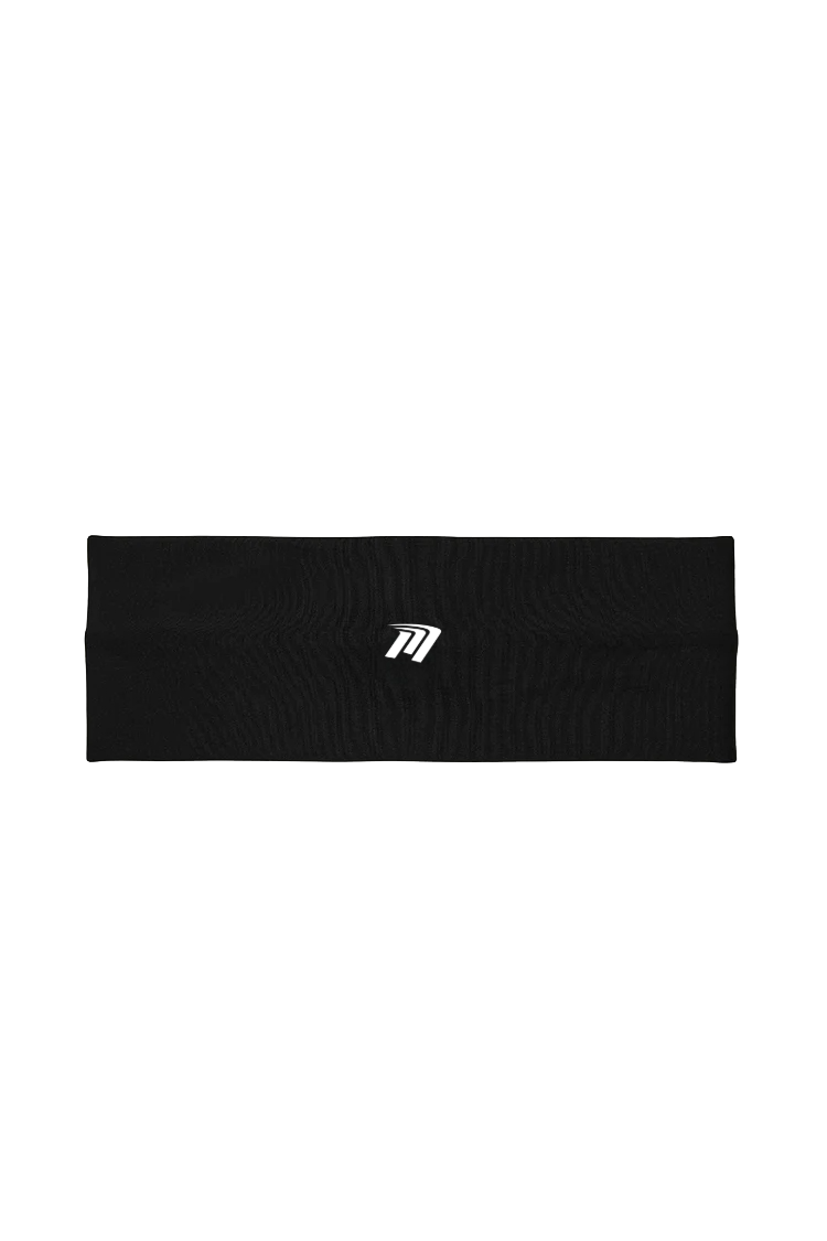 Fascia sportiva nera per capelli - Dettaglio prodotto vista frontale 