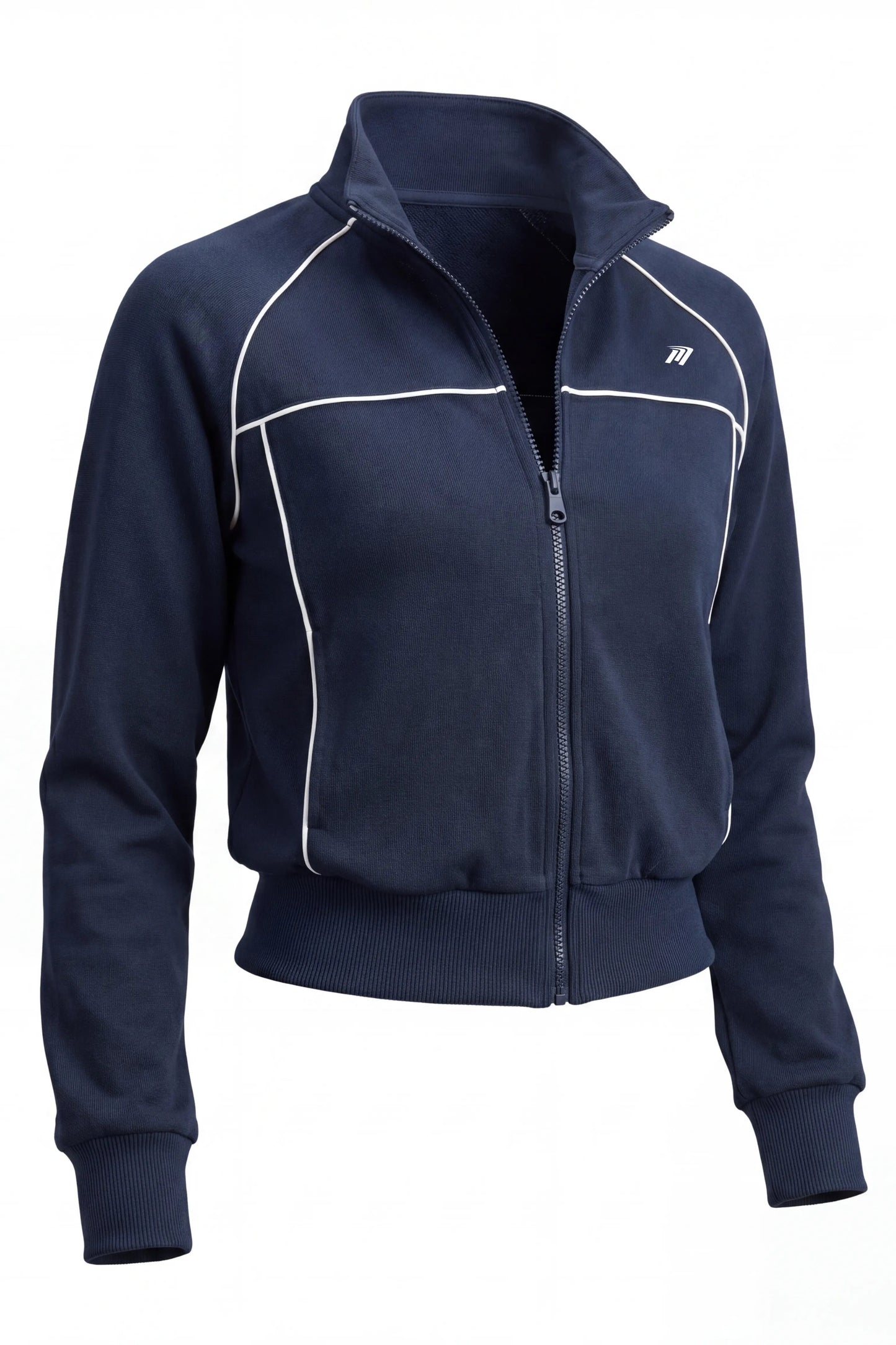 Giacca Sportiva da Donna Blu Navy Full Zip con Dettaglio a Contrasto per Allenamento e Tempo Libero - Prodotto