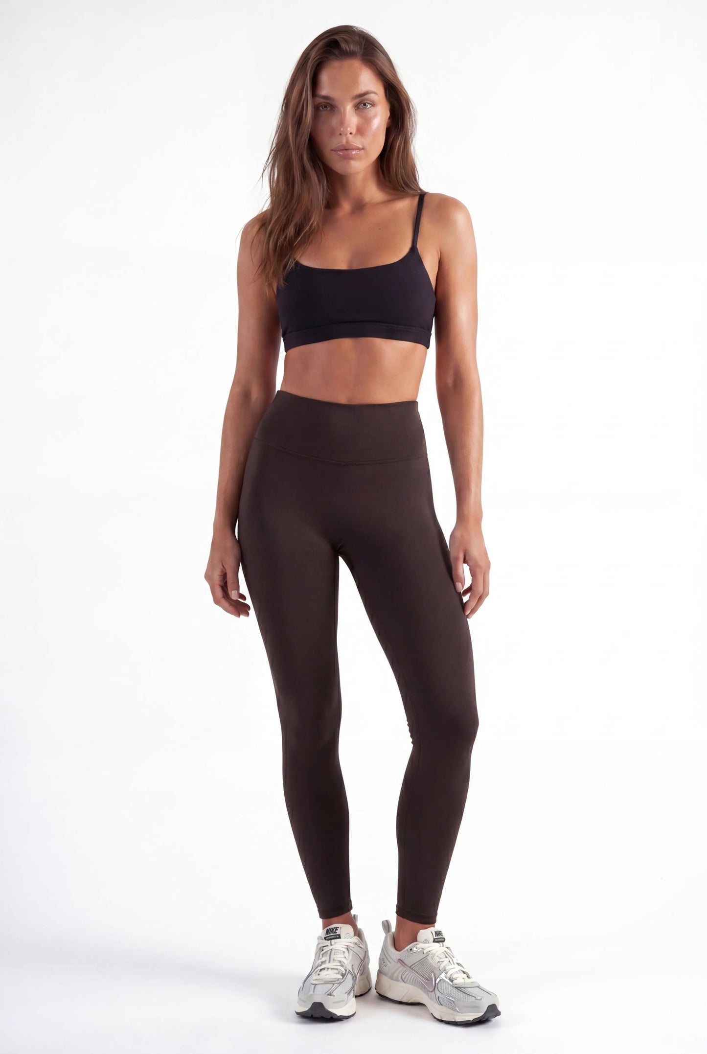Legging Vita Alta Compressivo Black Coffee – Vista Frontale 