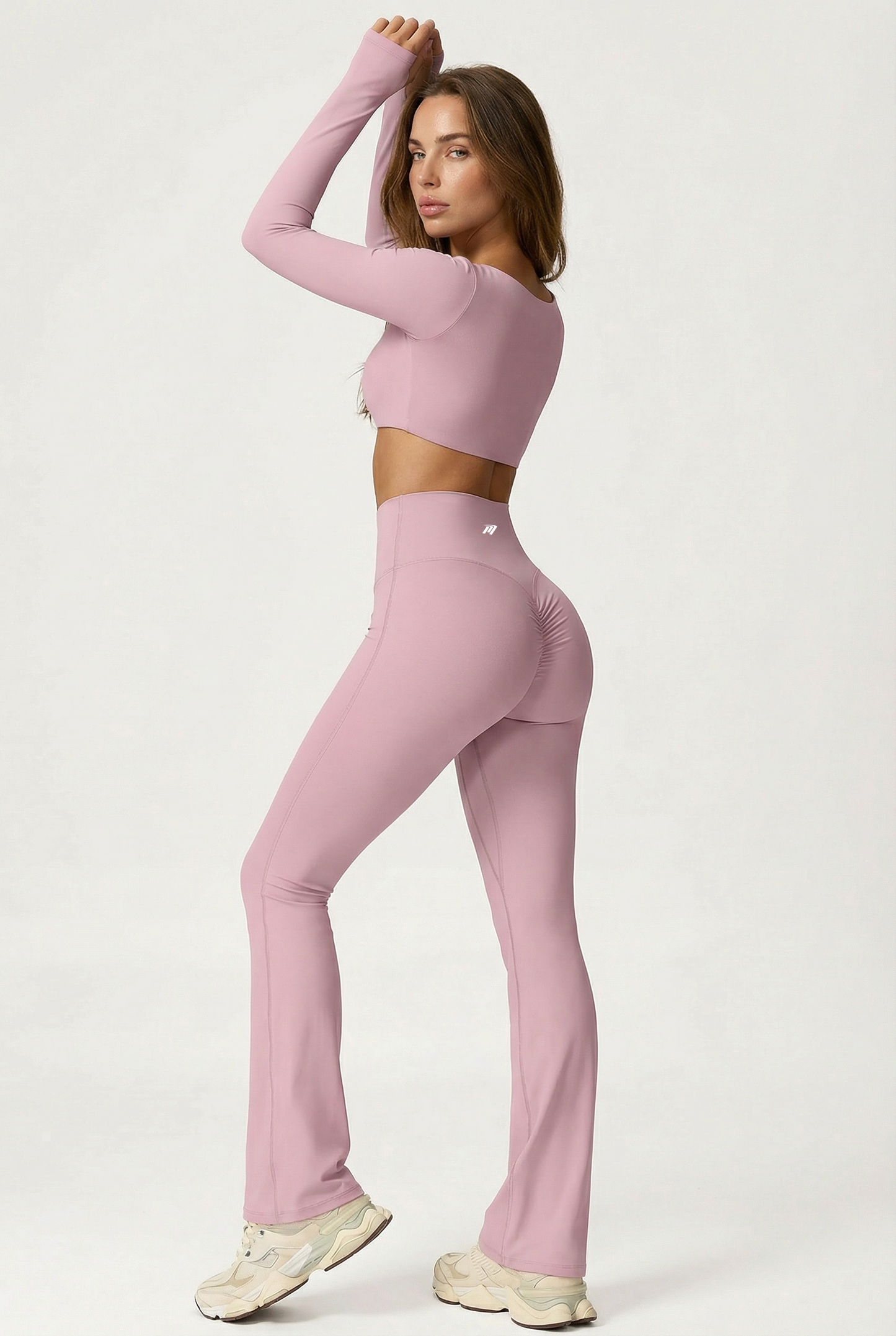 Legging zampa d'elefante rosa oro- Vista Posteriore Completa