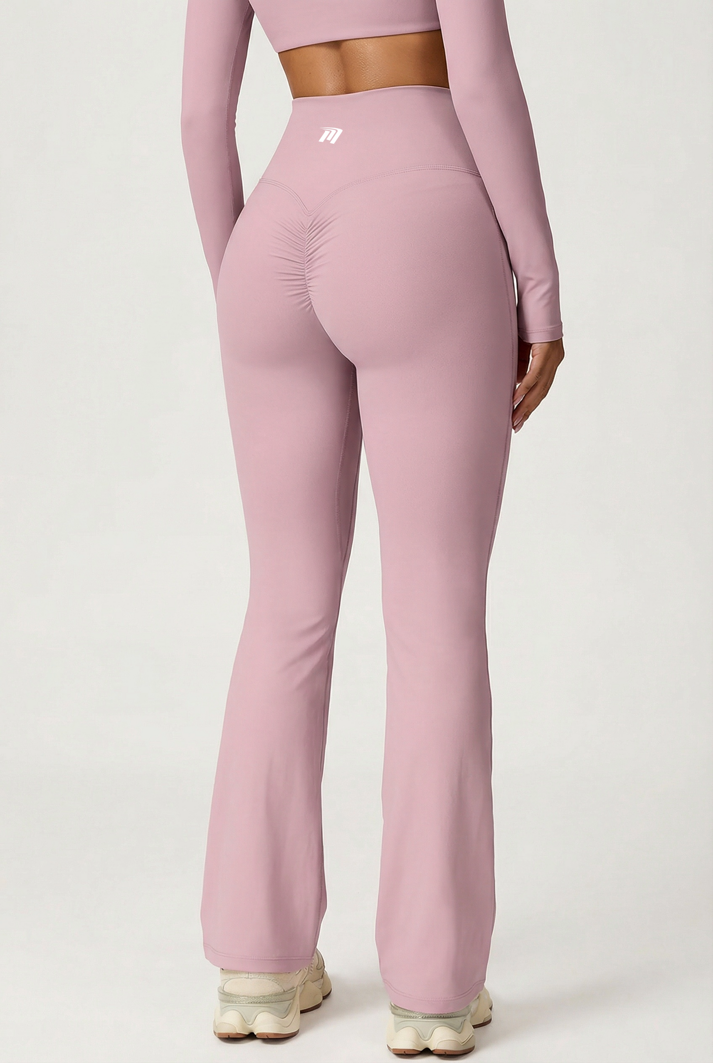 Legging zampa d'elefante rosa oro- Vista Posteriore Dettaglio gambe
