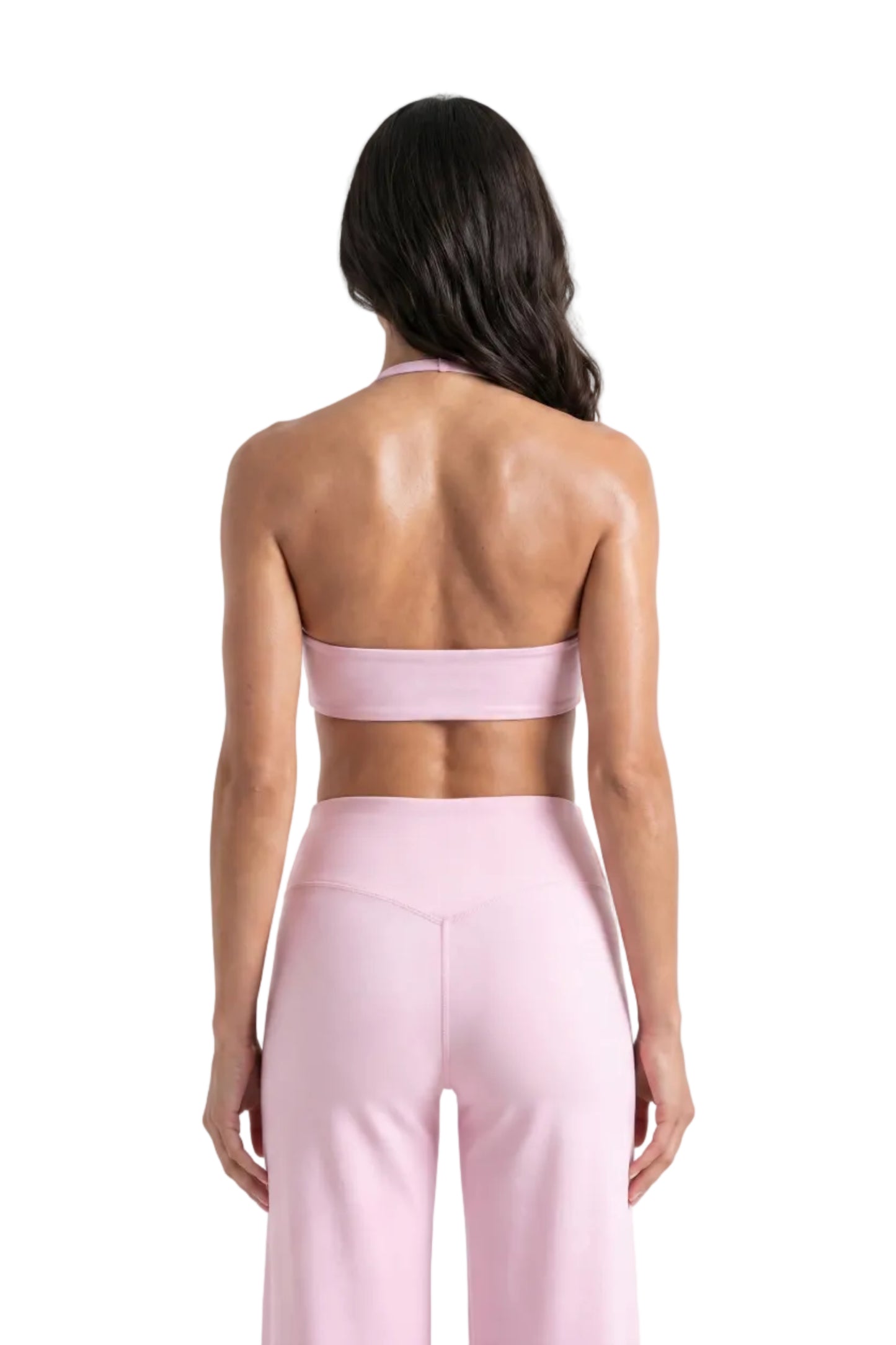 Reggiseno Sportivo Rosa  Donna con Allacciatura al Collo Regolabile e Coppe Rimovibili Alta Compressione - Vista posteriore 