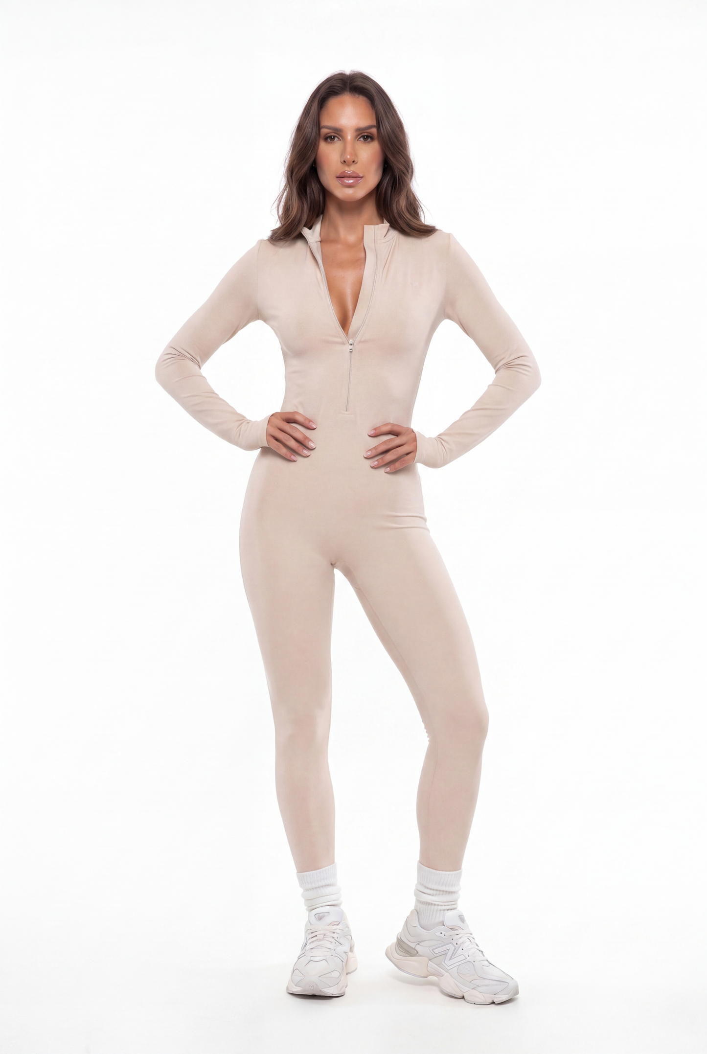 Tuta Beige con zip Marse Sportswear - Vista frontale dettaglio