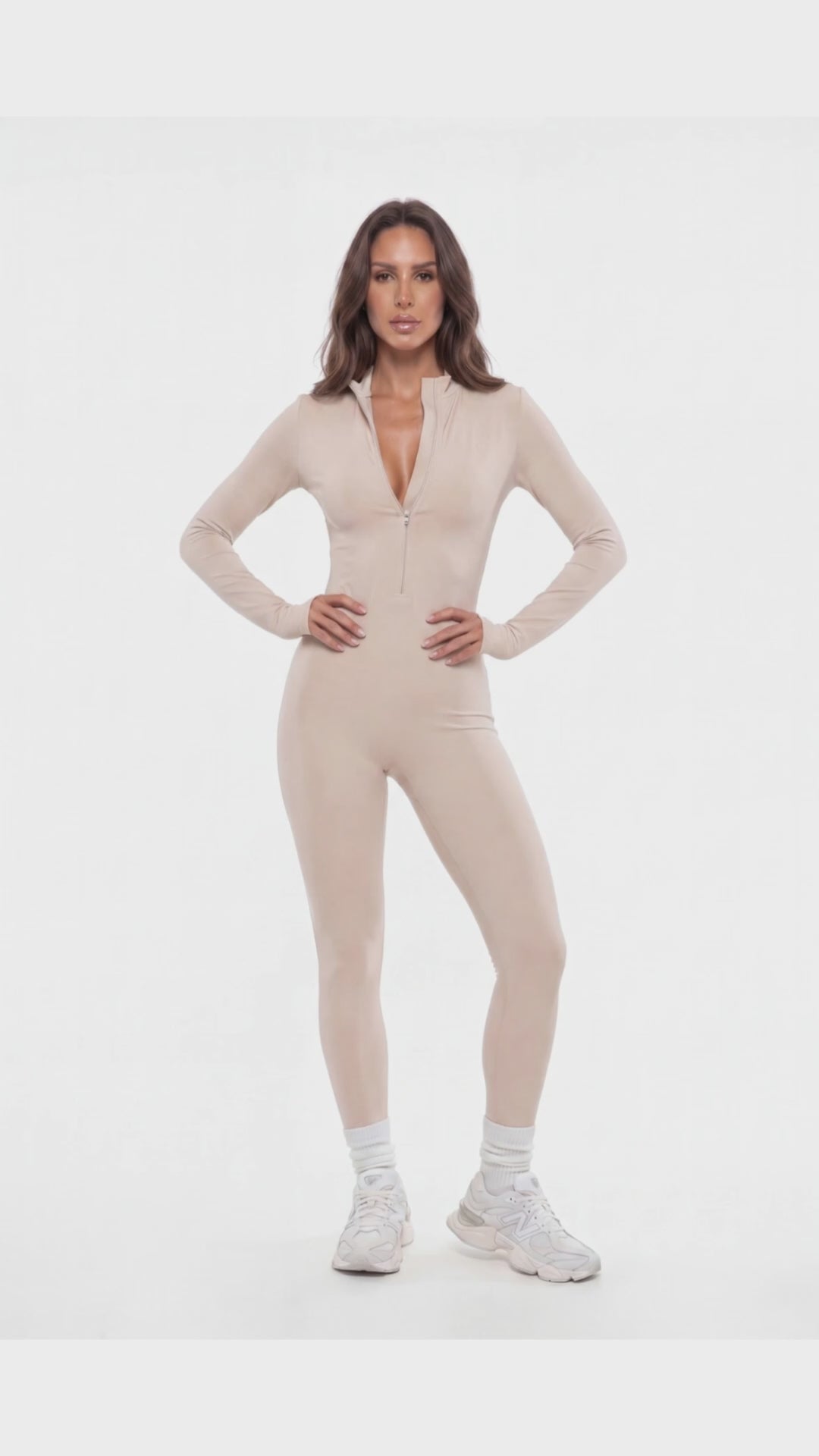 Tuta Beige con Zip Marse sportswear